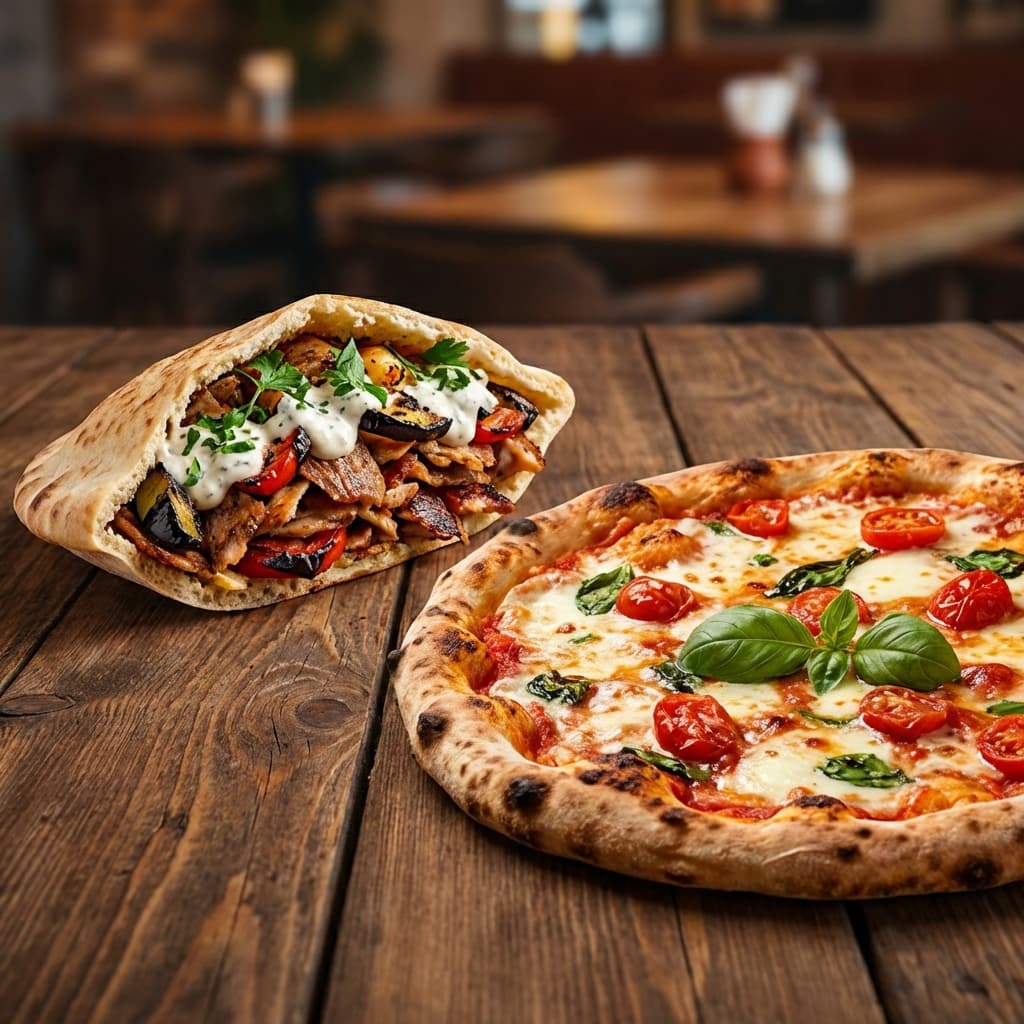 Kebab und Pizza